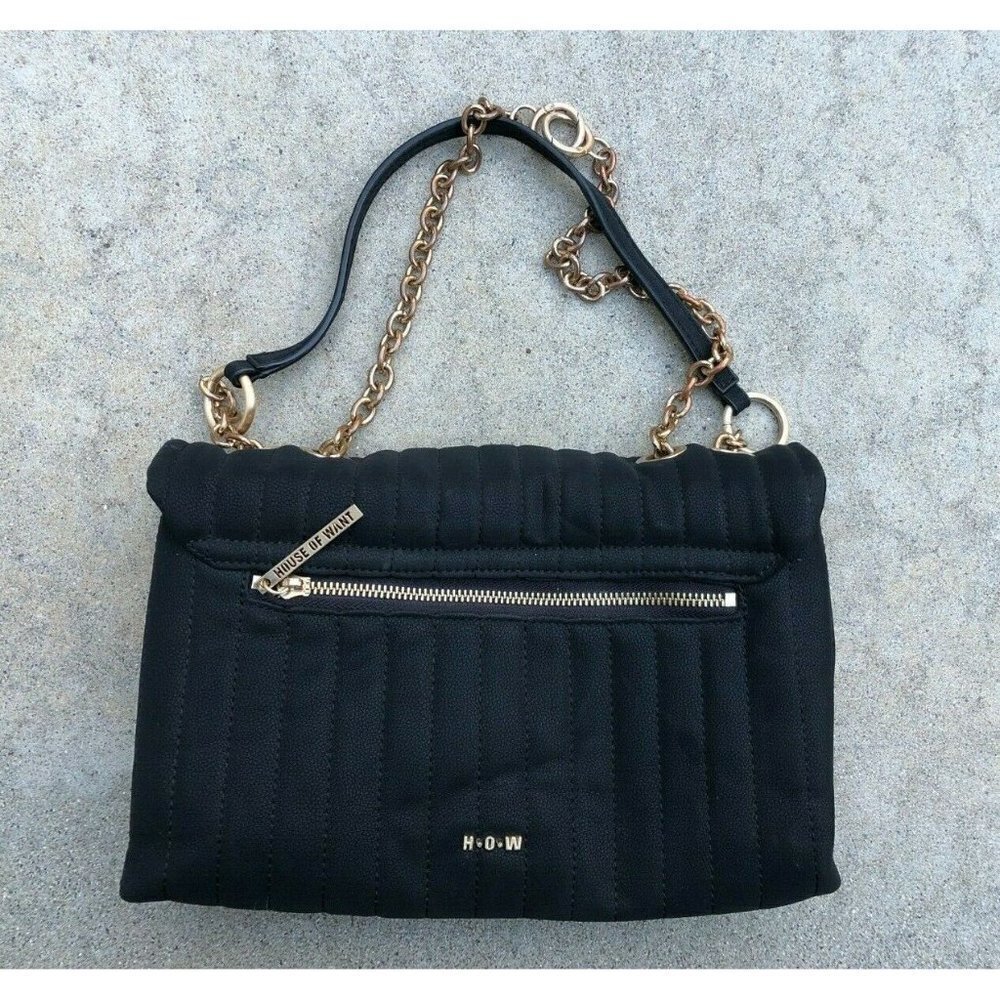 HOUSE OF WANT HOW Women's Quilted Pillow Black Hand Shoulder Bag Purse… - Picture 1 of 8